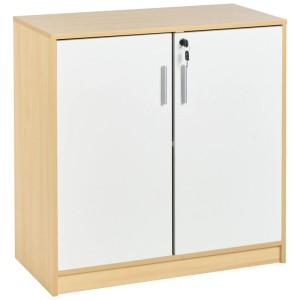 Beliani Armoire de bureau Zehna marron clair/blanc 80 x 80 x 40 cm