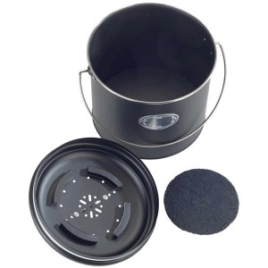 Wenko Komposteimer Nero 6 l, schwarz, mit Deckel und Aktivkohlefilter für die Küche.