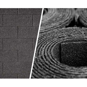 Set copertura Alpholz nero, 15-18 m²: Tegole rettangolari e rotolo per accessori casetta da giardino.