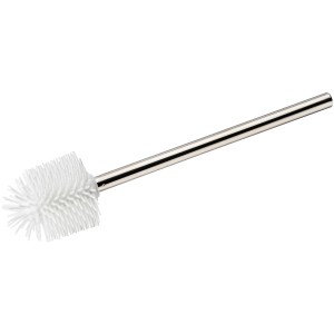 Brosse WC Wenko avec tête en silicone blanche et manche en acier inoxydable.