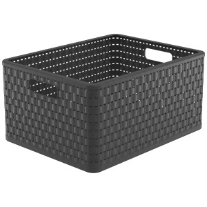 Panier de rangement Rotho Country A4+ anthracite aspect rotin, 28 l.