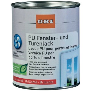 Barattolo di vernice per finestre OBI PU, lucida, bianca, 750ml. Vernice per finestre e porte.