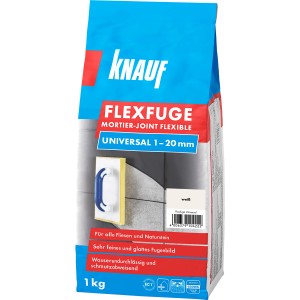 Knauf Flexfuge Universal Bianco 1 kg, stucco per piastrelle e pietra naturale, ideale per interni ed esterni.