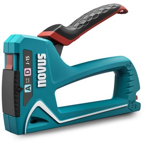 Novus Hand Tacker J-15 : Agrafeuse robuste pour agrafes à fil fin et plat, idéale pour les bricoleurs.