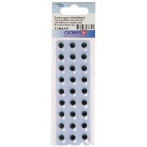 Selbstklebende, runde Wackelaugen, 12 mm, 26 Stück, zum Basteln und Dekorieren.