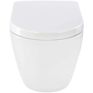 Set WC sospeso Aquasu bianco con sedile rialzato e chiusura rallentata.