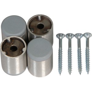 4 applicazioni rotonde in acciaio inox V2A per piedini mobili con viti.