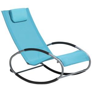 Chaise longue de jardin turquoise Beliani Campo avec fonction bascule et structure en acier.
