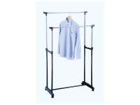 MSV Kleiderständer Rollend 2 Stangen Edelstahl