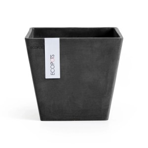 Pot de fleurs carré Ecopots Rotterdam gris foncé, 20 cm, pour intérieur et extérieur.