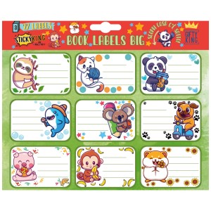 Grosses Set Tier-Etiketten (3 Bögen, 21x19,5 cm) für Hefte und Bücher.