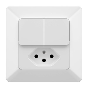 Combinazione piccola da incasso bianca con doppio pulsante Modino Priamos per scatole da incasso.