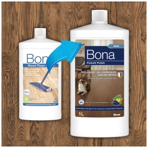 Bona Parkett Polish opaco 1 l, detergente e cura per pavimenti in legno.