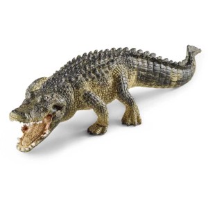 Figurine détaillée d'alligator Schleich Wild Life avec mâchoire inférieure mobile.