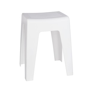 Tabouret de bain Kumba blanc en plastique, design moderne.