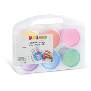 Primo Fingermalfarbe Pearl, 6 Farben à 100g im Set, für Kinder zum Malen mit den Fingern.