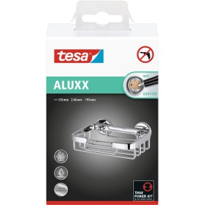 Tesa Aluxx Seifenablage, verchromt, aus Aluminium, zur Wandmontage ohne Bohren.