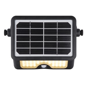 Lampada solare Globo nera con sensore, LED 5W, 500lm, 3000K, per esterni.
