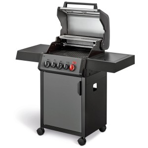 Barbecue à gaz Enders Hyde 3 SIK R Turbo, noir et gris, avec brûleur latéral et turbo zone.