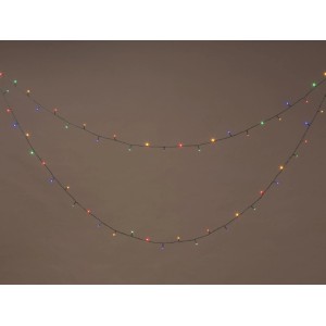 Guirlande lumineuse LED OBI multicolore avec 1000 LED et câble vert, 8m, pour éclairage extérieur.