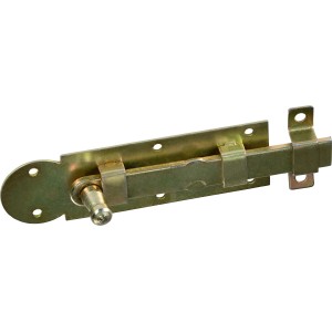 Loquet de fenêtre zingué jaune avec bouton, 100x30mm, pour la sécurité des fenêtres.