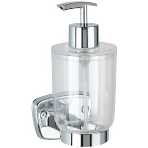 Wenko Seifenspender Basic zur Wandmontage, 300 ml, transparent/Edelstahl