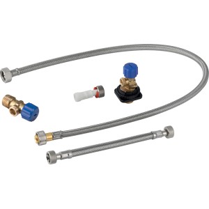 Set de raccordement d'eau Geberit pour module WC Monolith 101 cm avec robinets d'arrêt et flexibles.
