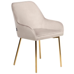 Beliani Chaise de salle à manger Loverna, lot de 2, aspect velours beige avec pieds dorés.