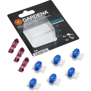 Set connettori e morsetti Gardena per cavi perimetrali robot tagliaerba.