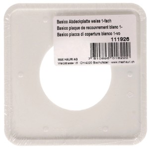 Plaque de recouvrement simple Basico blanche de Hager pour boîtes de dérivation.