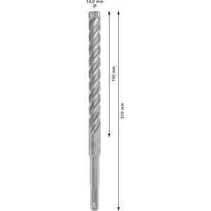 Punta per martello perforatore Bosch SDS Plus-5x, Ø 14 mm, lunghezza 210 mm. Adatta per martelli perforatori.
