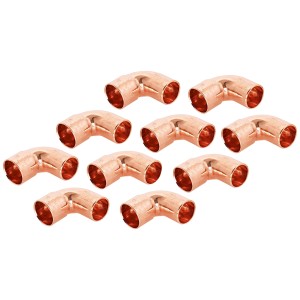Lot de 10 coudes à souder en cuivre, Ø 15mm, pour plomberie et chauffage.