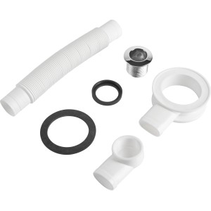 Set de trop-plein Prevex EasyClean, 180-570 mm, chrome, pour lavabos. Détails : tuyau de trop-plein, anneau chromé, joints.