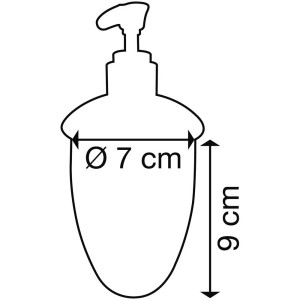 Schizzo dispenser sapone Diaqua Chic96, vetro trasparente-bianco, dimensioni: Ø 7cm, altezza 9cm.