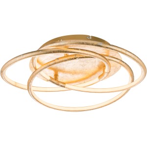 Moderne LED-Deckenleuchte BARNA in Gold: Aluminium-Design mit verschlungenen Ringen für warmes Licht.