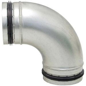 Wickelfalz-Halbschalenbogen 90°/Ø 100 mm mit Lippendichtung für Lüftungssysteme.
