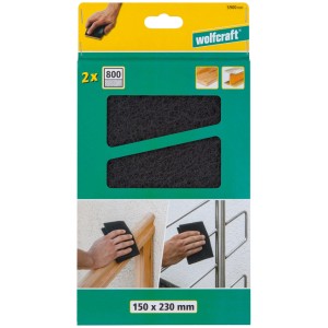 Wolfcraft tamponi abrasivi in tessuto non tessuto, grana 800, 2 pezzi, per levigare legno e metallo.