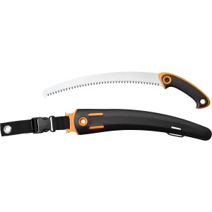 Scie à branches Fiskars SW-330 Profi avec étui, orange et noir. Scie de jardin pour branches et buissons.