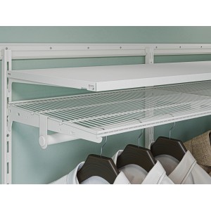 Rail mural en métal blanc, 2 rangées, 100 cm, comme base pour les systèmes d'étagères.