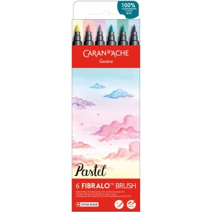Caran d'Ache Fasermaler Fibralo Brush Pastel 6er-Set
