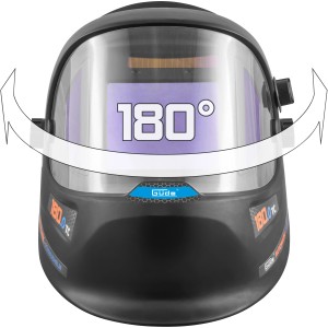 Casco per saldatura automatico Güde GSH 180-TC-2 con campo visivo a 180° per una protezione ottimale della testa durante la saldatura.