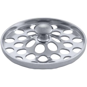 Crépine d'évier Diaqua en acier inoxydable avec bouton, chromée, pour éviers de cuisine.