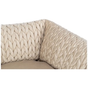 Gros plan : panier pour chien rond Trixie Livia en polyester couleur sable, Ø 50 cm.