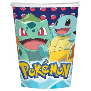 Gobelet en carton Pokémon, 250 ml, 8 pièces. Idéal pour les anniversaires d'enfants.