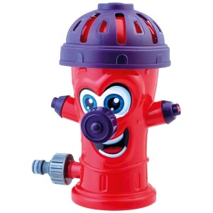 Arroseur d'eau Happy People rouge en forme d'hydrant avec visage pour enfants.