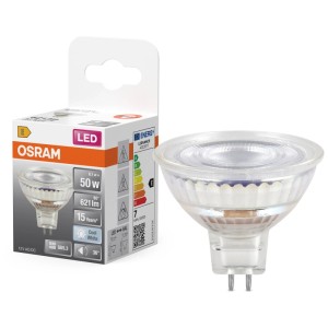Réflecteur LED Osram MR16, culot GU5.3, 4000K, 6,1W, lumière blanche neutre pour intérieur.