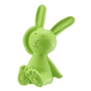 Coniglietto pasquale decorativo verde in poliresina (6 cm).