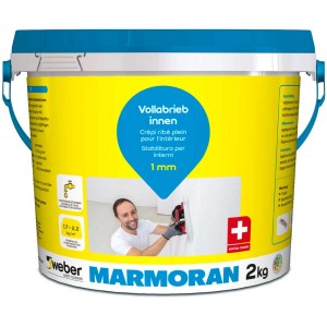 Seau de Marmoran Vollabrieb Intérieur Blanc, 2 kg, grain 1 mm. Enduit pour design mural créatif.