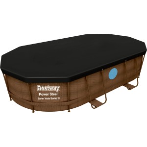 Copertura per piscina Bestway Flowclear, nera, 424x250 cm, protegge dallo sporco.