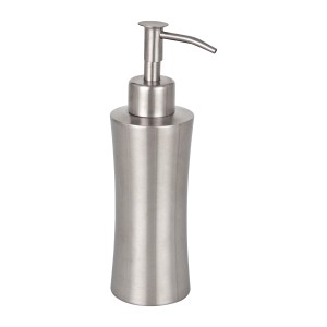 Wenko Dispenser sapone Pieno in acciaio inox satinato antiruggine con forma sagomata.